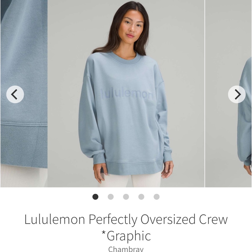 Lululemon Perfectly Oversized Crew Graphic Chambray Blue Size 12